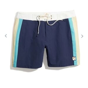 Marine Layer Striped Board Shorts Navy Multi Stripe